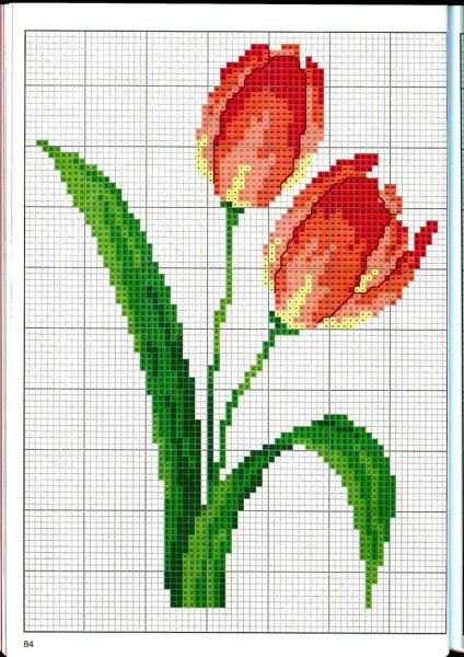 Вышивка цветов крестиком