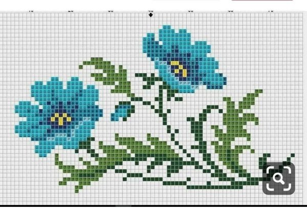 Вышивка крестом цветы маки