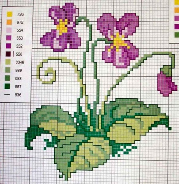 Цветы крестиком схемы