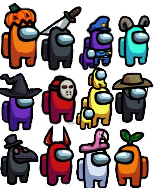 Амонг АС персонажи на белом фоне