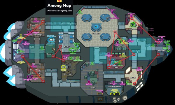 Задания амонг АС на карте the Skeld