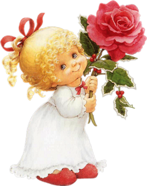 Открытка "девочка с цветами"