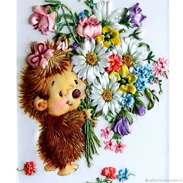 Ёжик с букетом цветов