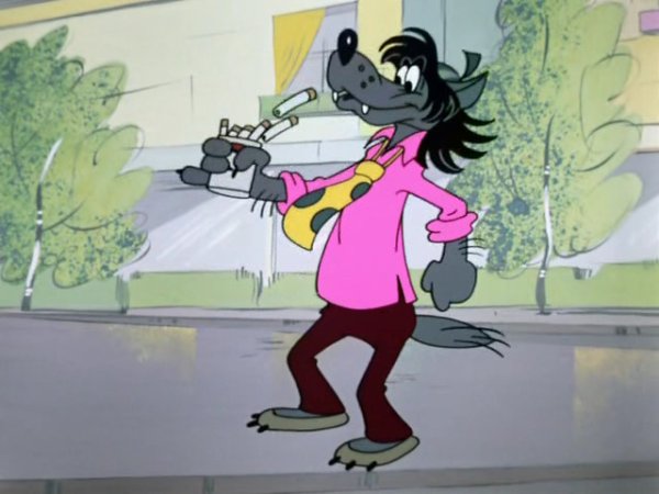 Волк с букетом