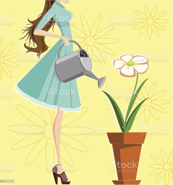 Ребенок поливает цветы