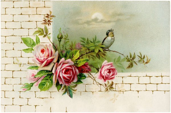 Винтажная открытка с цветами