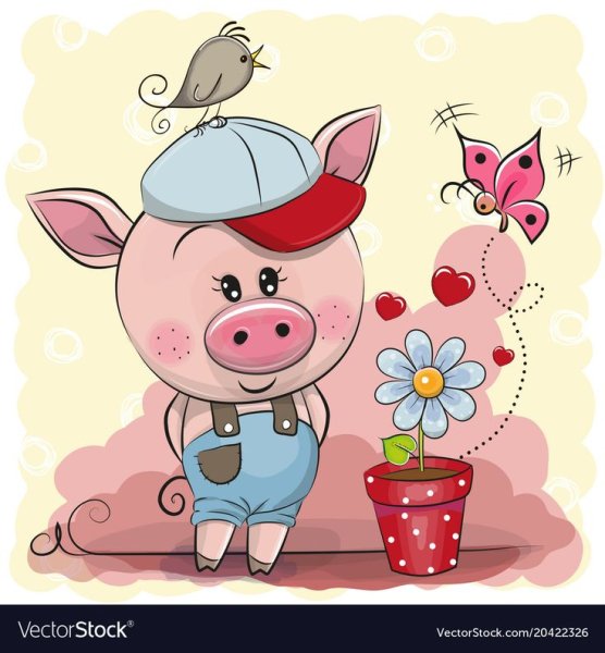 Свинья с цветком