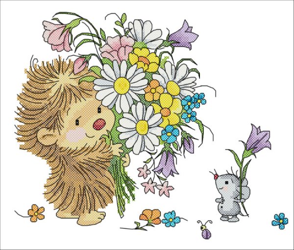 Ежик с букетом