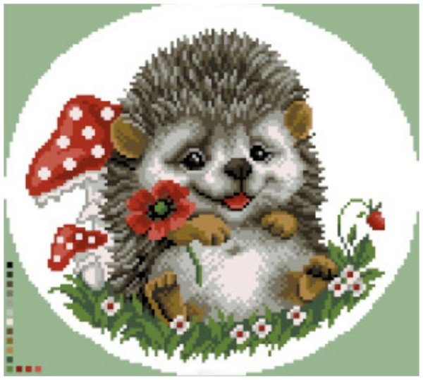 Вышивка Ёжик с цветами