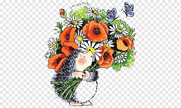 Ежик с букетом