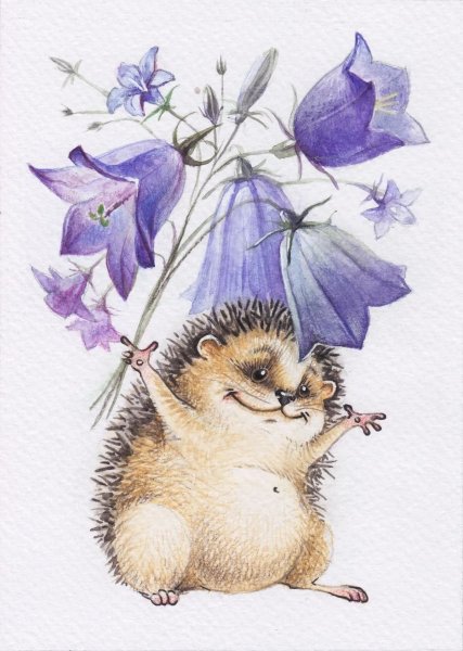 С днём рождения Акварельная открытка