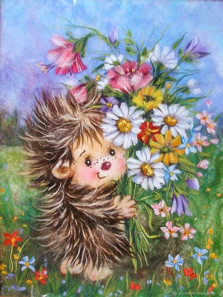 Ежик с букетом