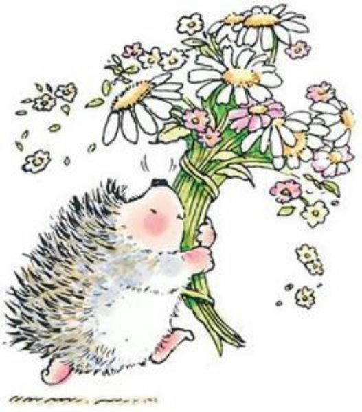 Ёжик с букетом цветов