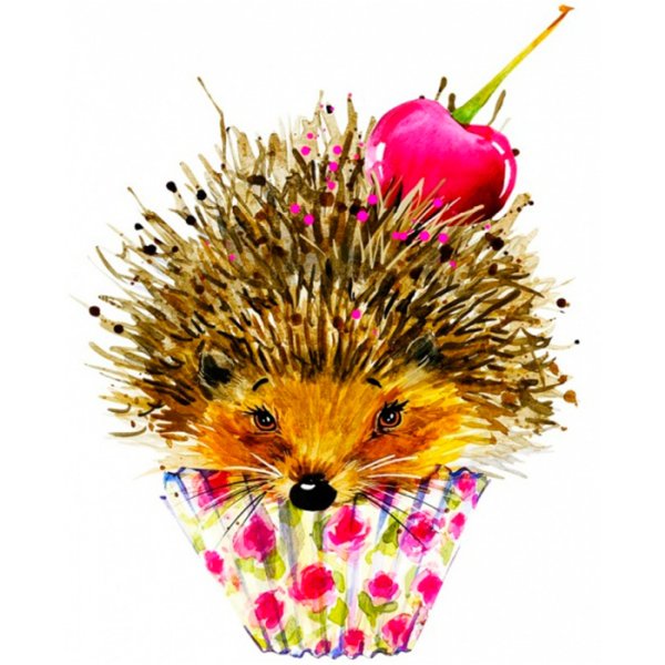 Еж акварелью