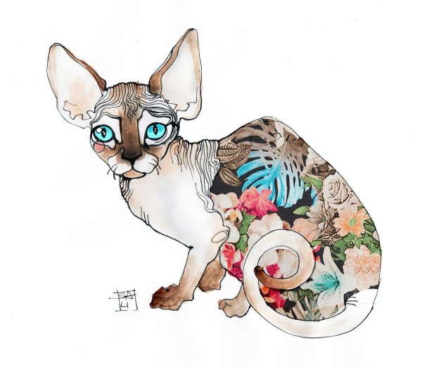 Сфинкс с цветами