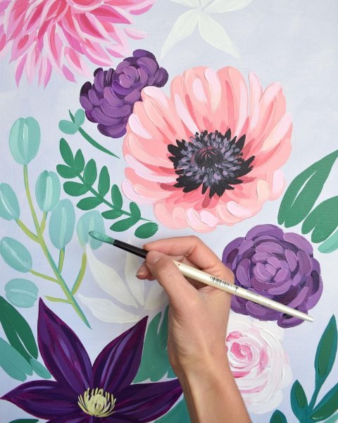 Цветы гуашью большие