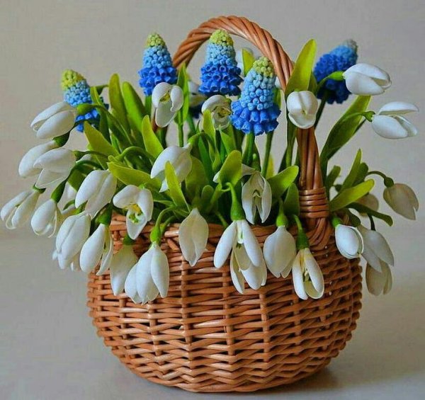 Корзинка с подснежниками