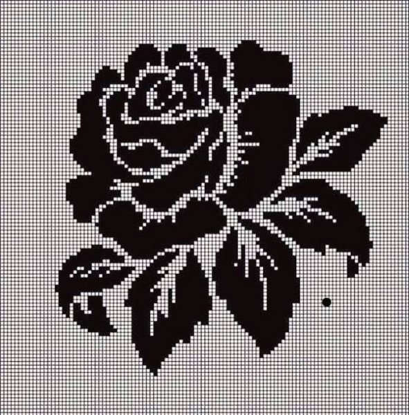 Монохромная вышивка цветы