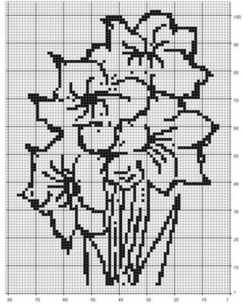 Вышивка монохром цветы