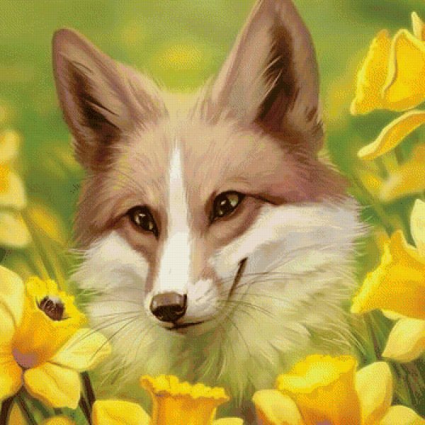 Лисица с цветами