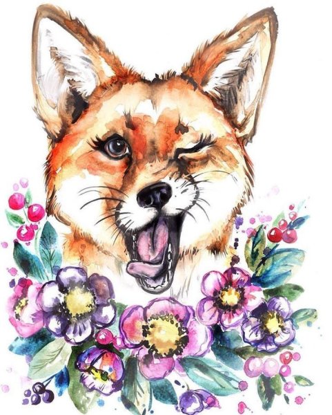 Акварельная лиса