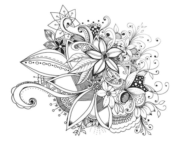 Рисунки цветов в стиле дудлинг