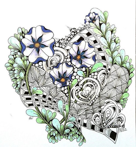 Дудлинг цветы композиция