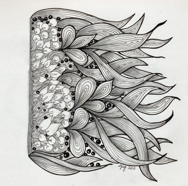 Зентангл растительные узоры