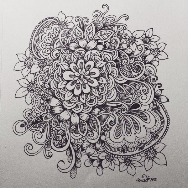 Рисунки линером цветы