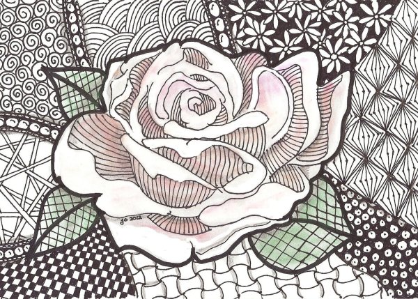 Роза линером Зентангл