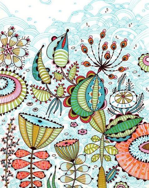 Растительный цветной дудлинг