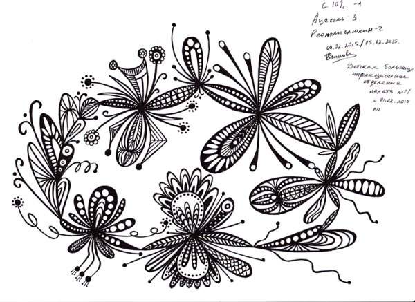 Тангл Зентангл растительный