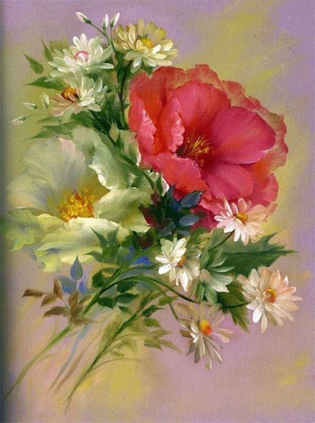 Художник Гарри Дженкинс акварелью цветы