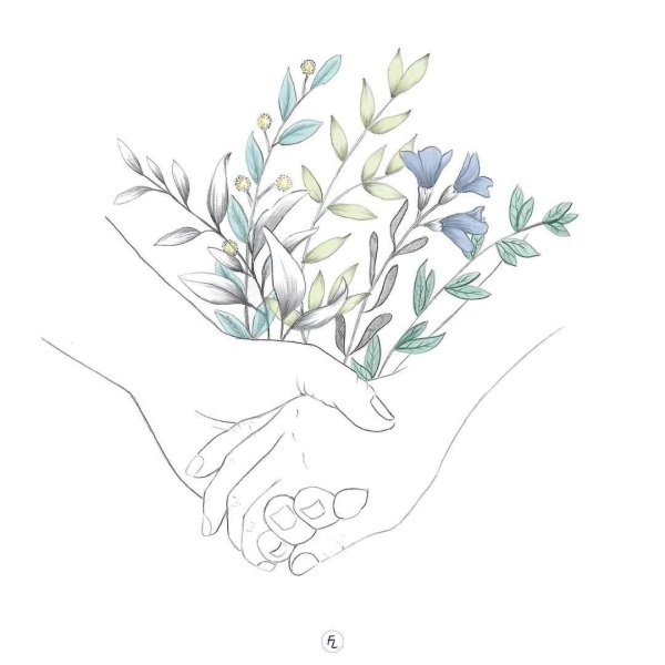 Рука с цветком рисунок