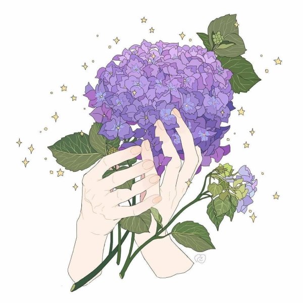 Цветок в руке арт