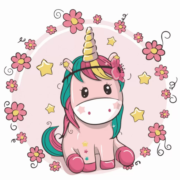 Беби Юникорн Единорог с цветами