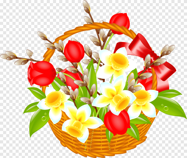 Корзинка с цветами раскраска