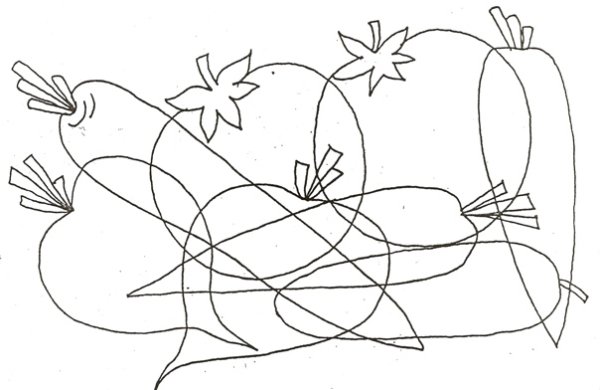 Контурные изображения овощей
