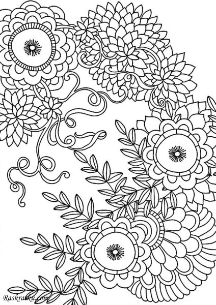 Раскраска антистресс природа растения