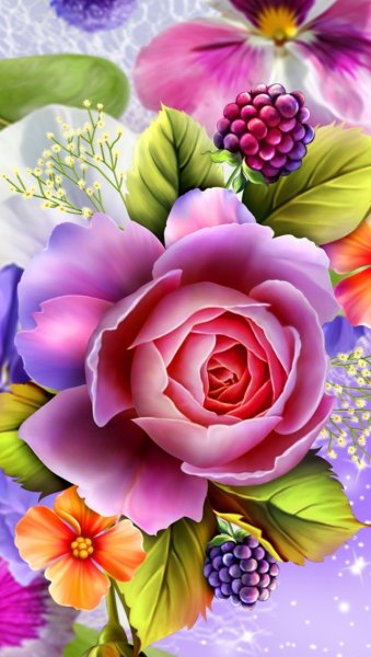 Цветы на черном фоне