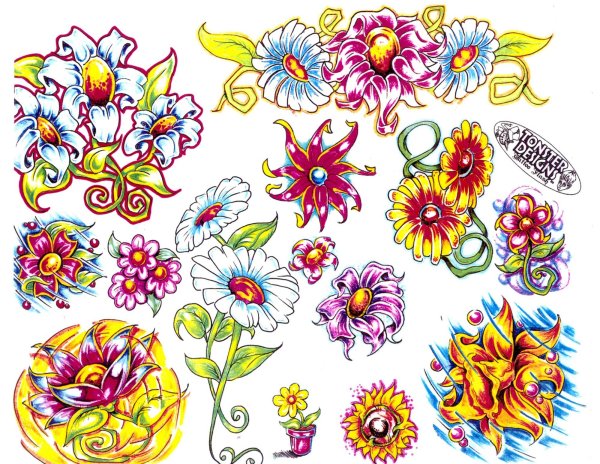 Цветы эскиз цветной