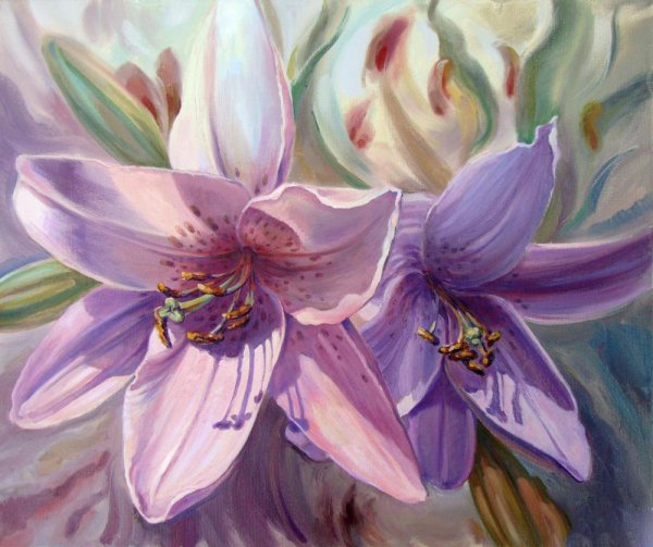 Лилии маслом на холсте