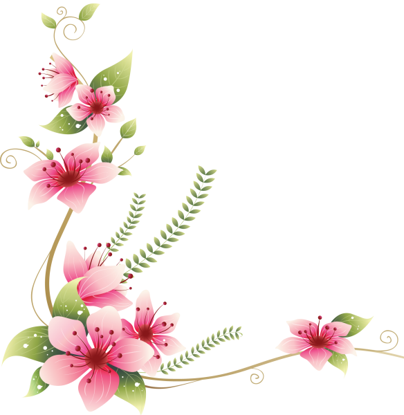 Цветочные уголки на прозрачном фоне