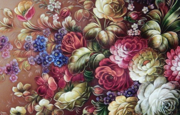 Жостовская роспись фон подноса