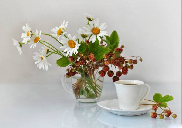 Доброе утро ромашки и кофе