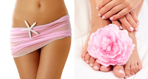 Красивые гладкие ноги и бикини