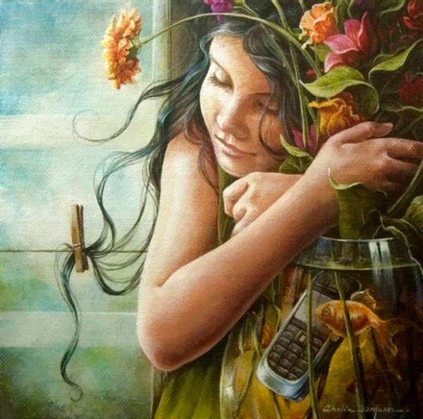 Мертвая девушка в цветах арт