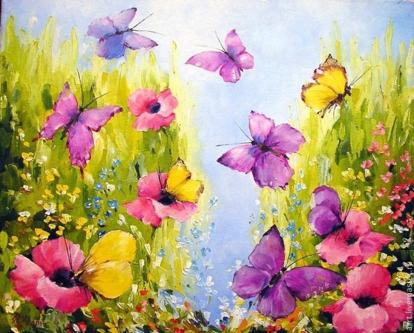 Цветы красками