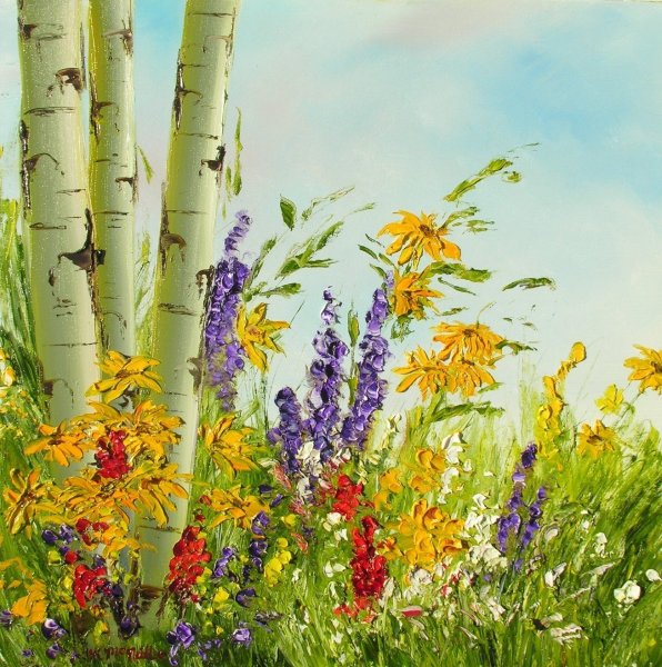 Пейзаж с полевыми цветами