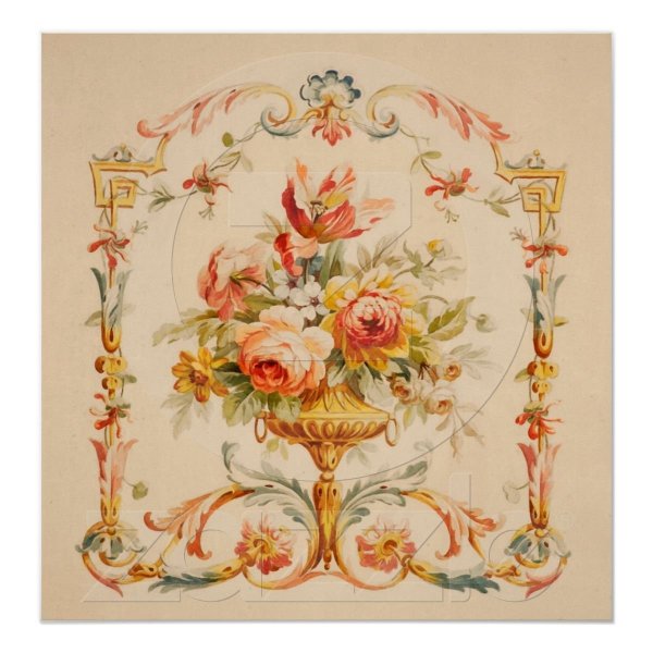 Орнамент рококо Рокайль в цвете